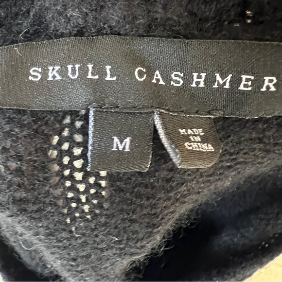 SKULL CASHMERE MOCK NECK SWEATER SIDE SLITS SIZE MEDIUM - Picture 9 of 11